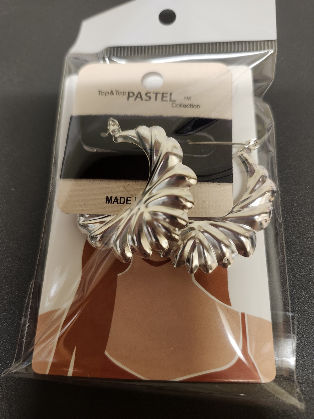 Pastel Sculpted Silver Hoop Earrings